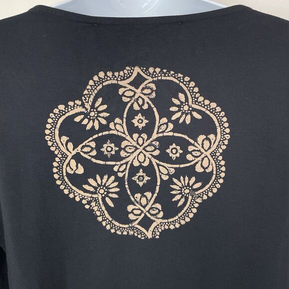 Desigual Floral Abstract Graphic Print Twist Neck Long Sleeve Top Black Large - Picture 4 of 12